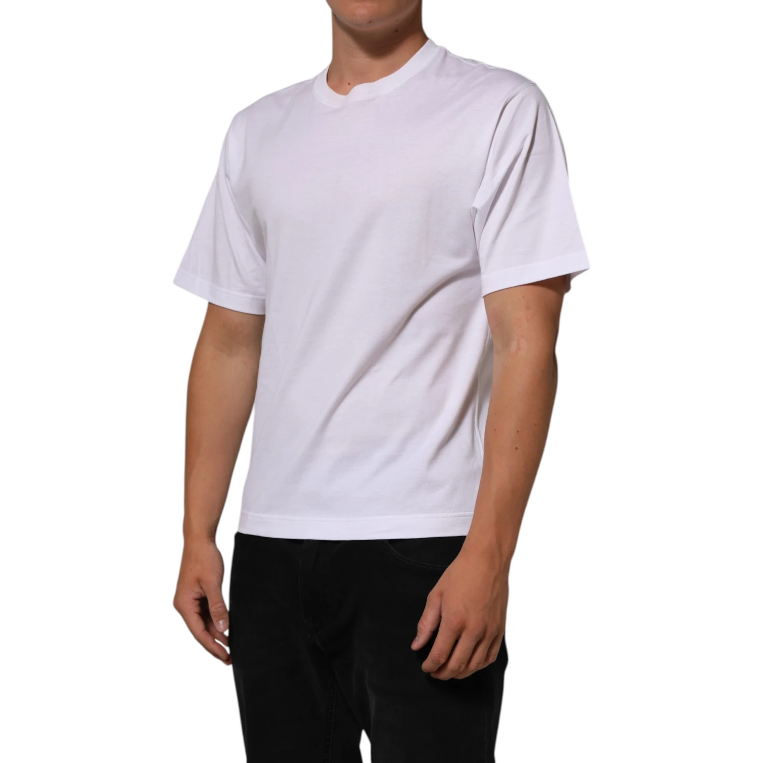 White Angel Print Cotton Men Crew Neck T-shirt
