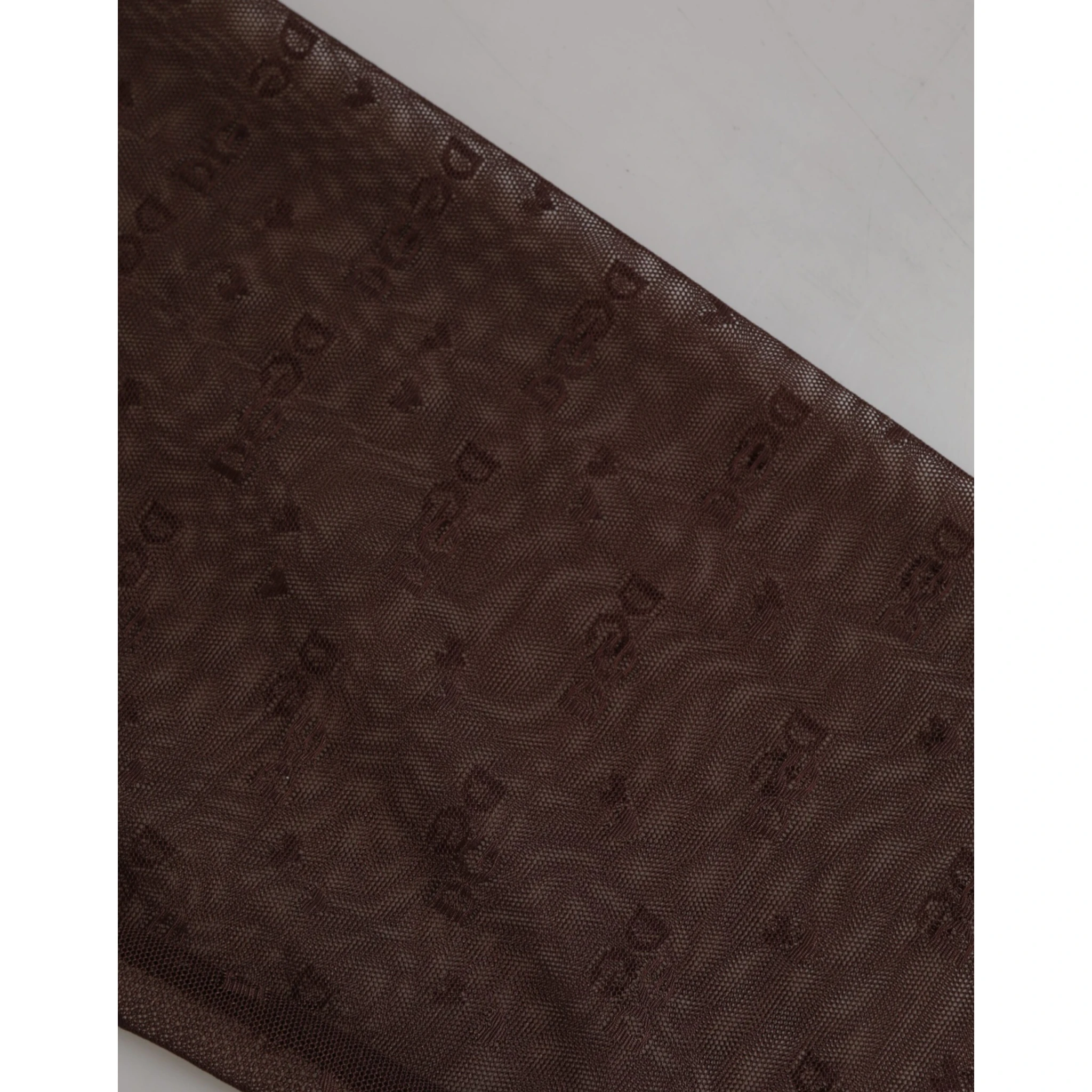 Brown Nylon Logo Lace Leggings Pants Underwear