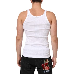 White Sleeveless Round Neck Tank Top T-shirt