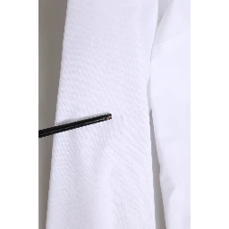 White Cotton Collared Buttoned Dress Shirt Top