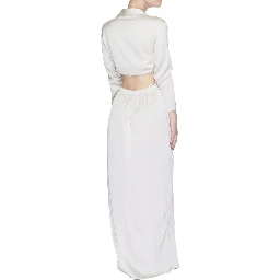 Beige Polyester Long Dress