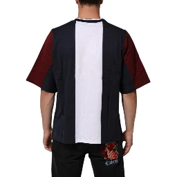 Multicolor Striped Cotton Men Crew Neck T-shirt