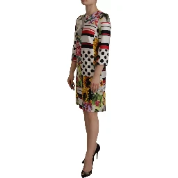 Multicolor Pachwork Charmeuse Floral Shift Dress
