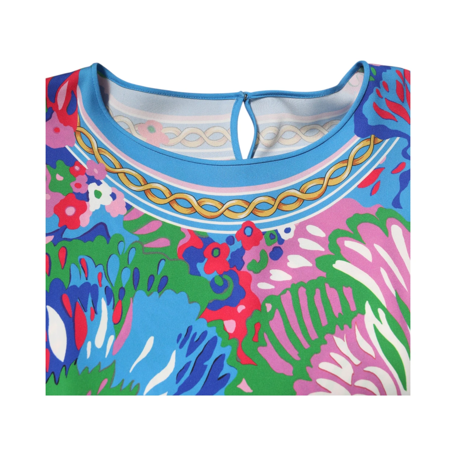 Multicolor Floral Print Silk Blouse Tunic Top