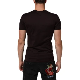 Brown Logo Plaque Cotton Crew Neck T-shirt