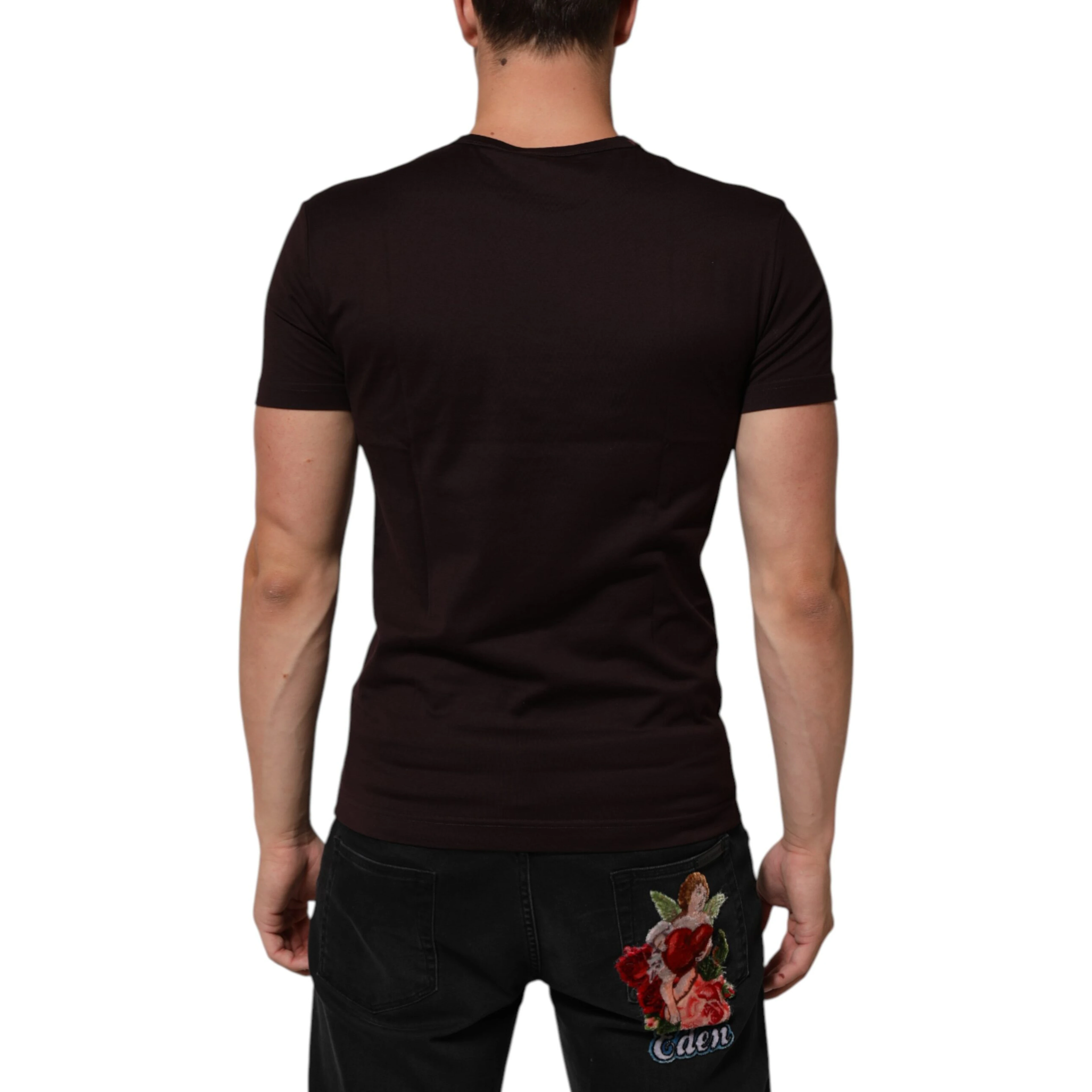 Brown Logo Plaque Cotton Crew Neck T-shirt