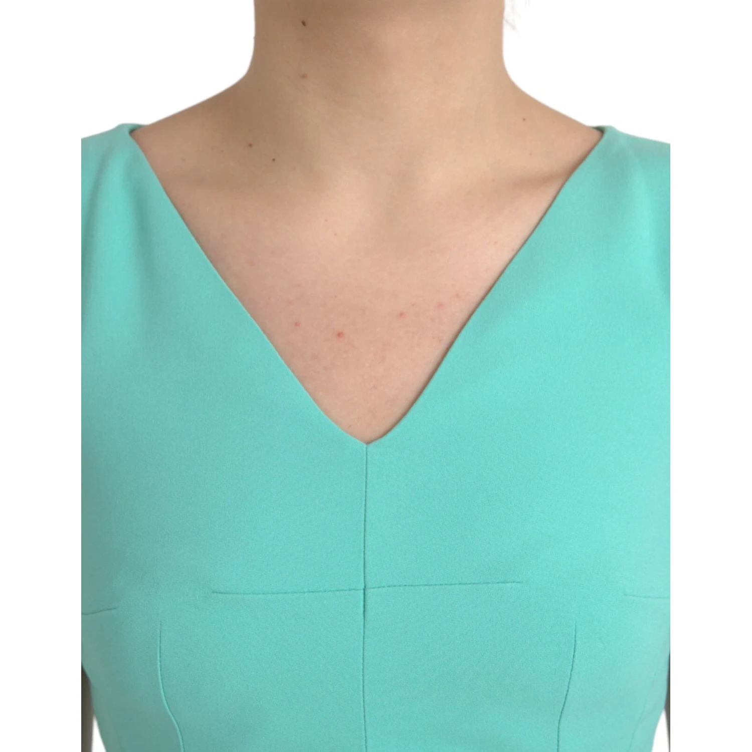 Green Viscose Sleeveless Sheath Midi Dress