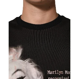 Black Marilyn Monroe Cotton Crew Neck T-shirt
