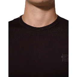 Brown Logo Plaque Cotton Crew Neck T-shirt