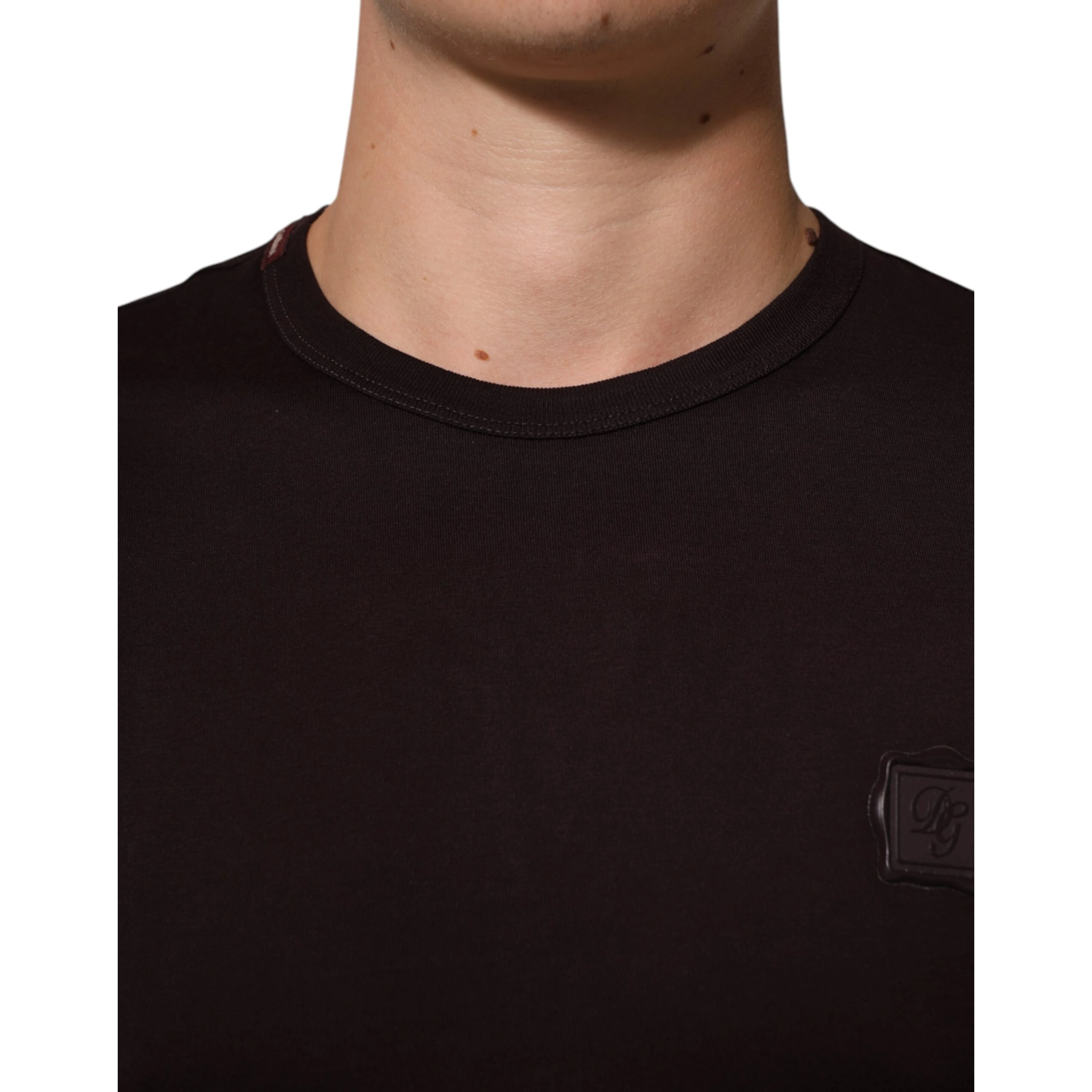 Brown Logo Plaque Cotton Crew Neck T-shirt
