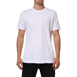White Cotton Crew Neck Short Sleeves T-shirt