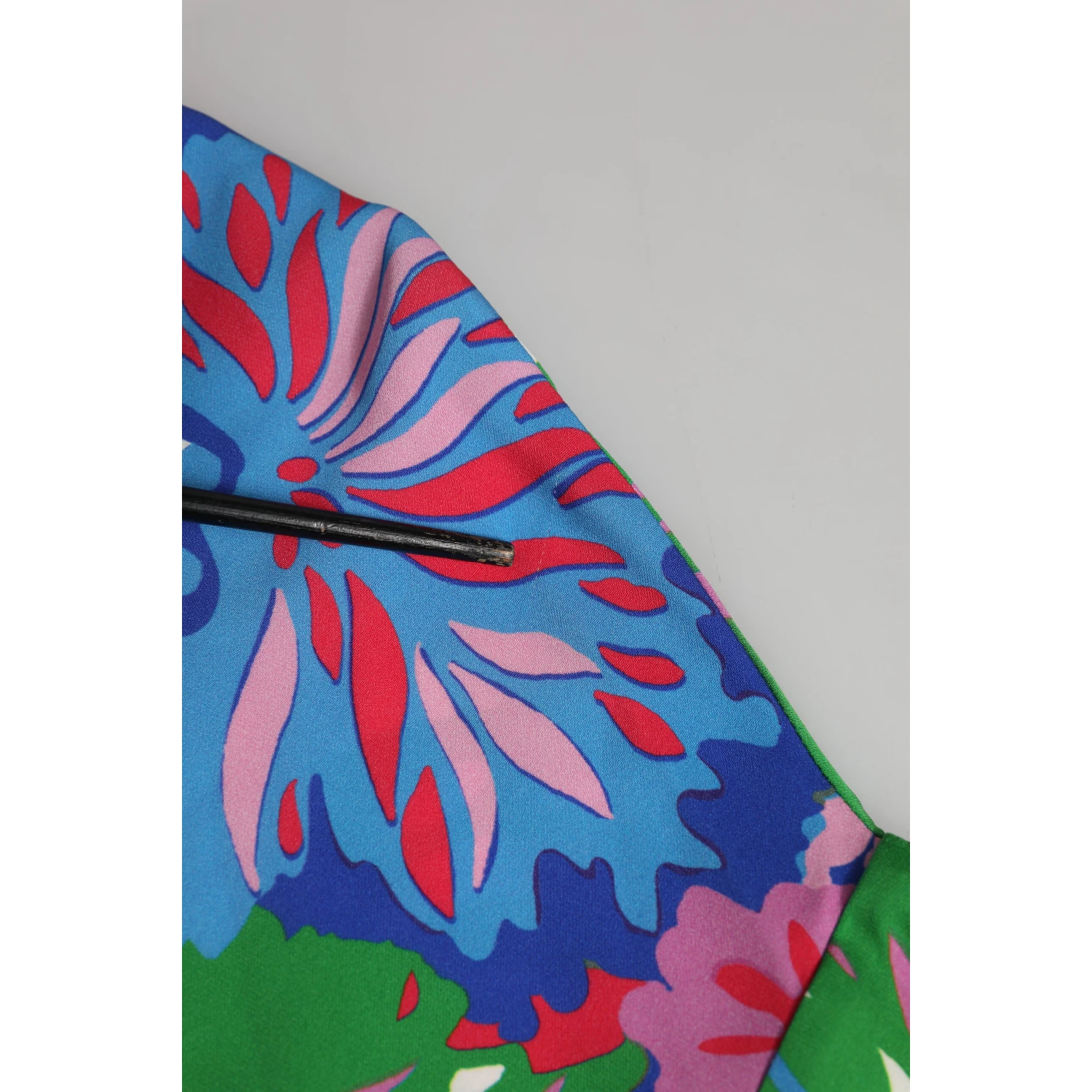 Multicolor Floral Print Silk Tunic Blouse Top