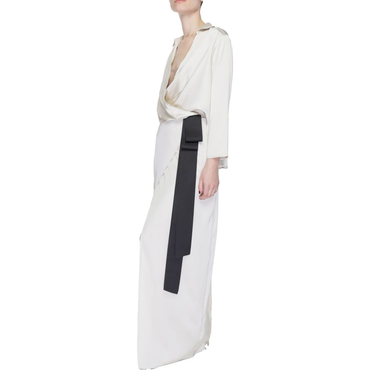 Beige Polyester Long Dress