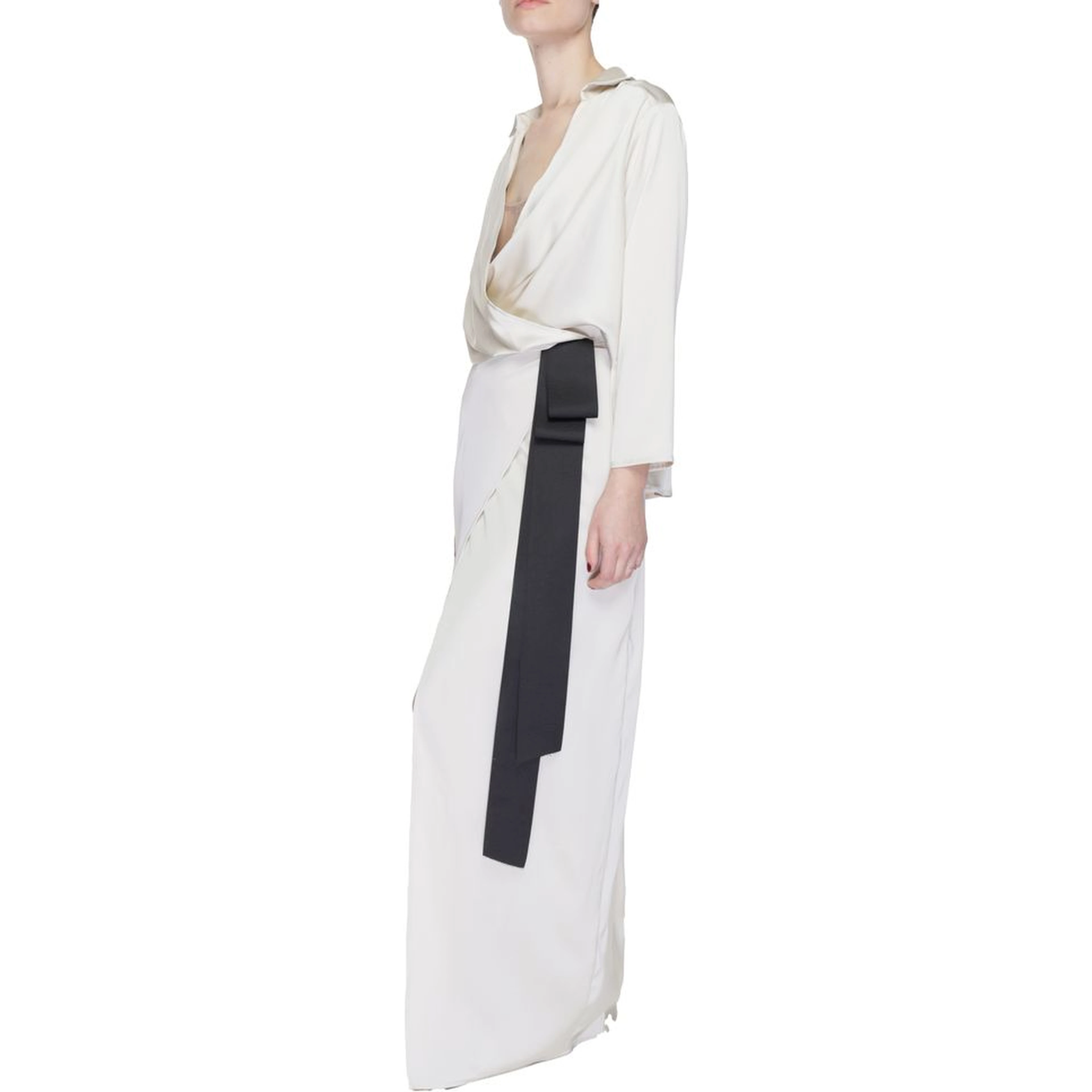 Beige Polyester Long Dress