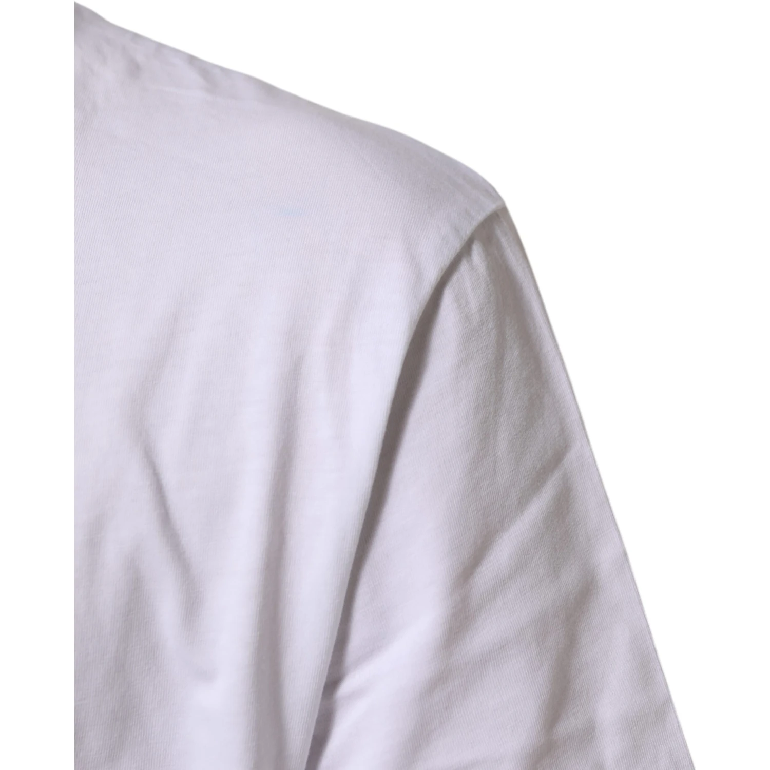 White Logo Print Cotton Crew Neck T-shirt