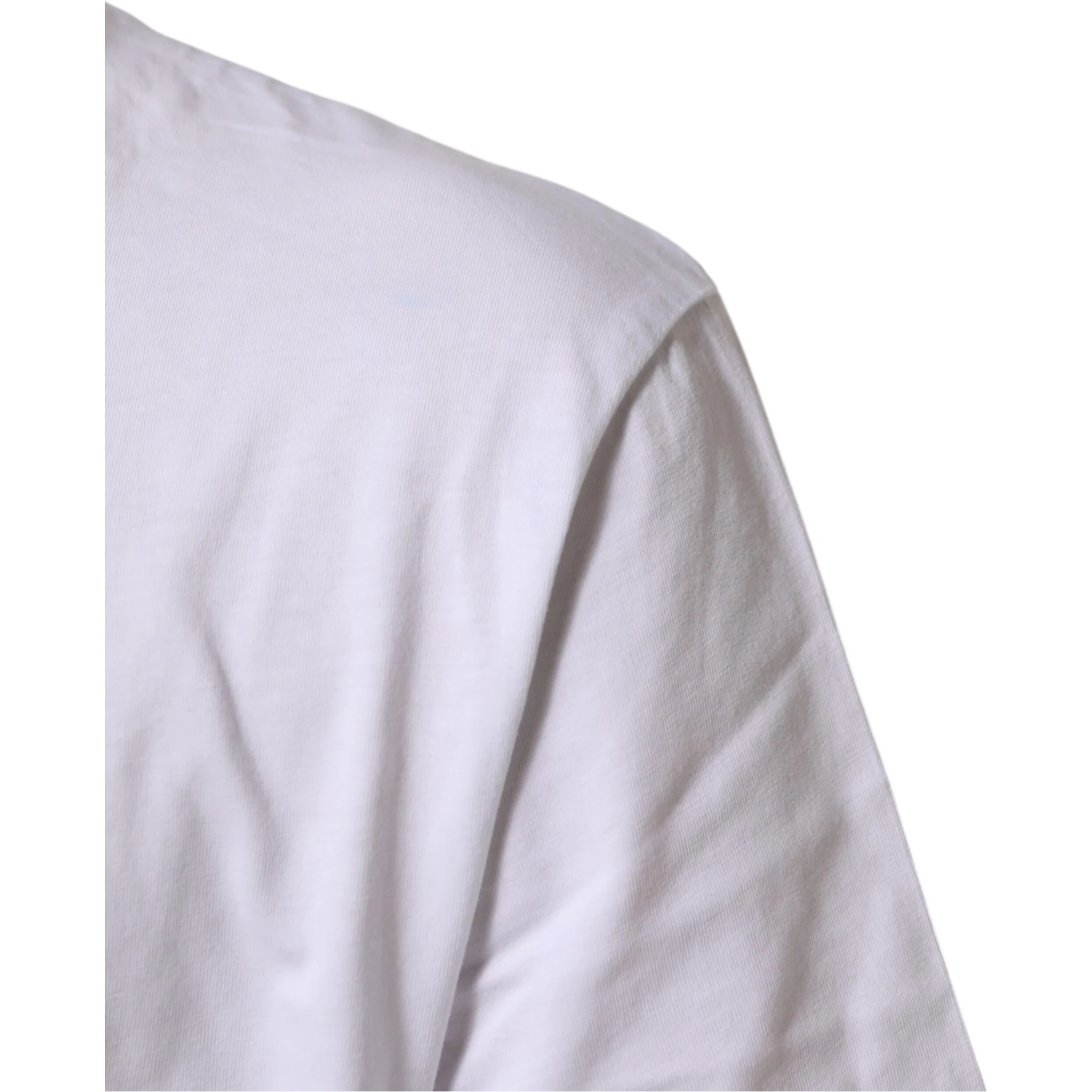 White Logo Print Cotton Crew Neck T-shirt