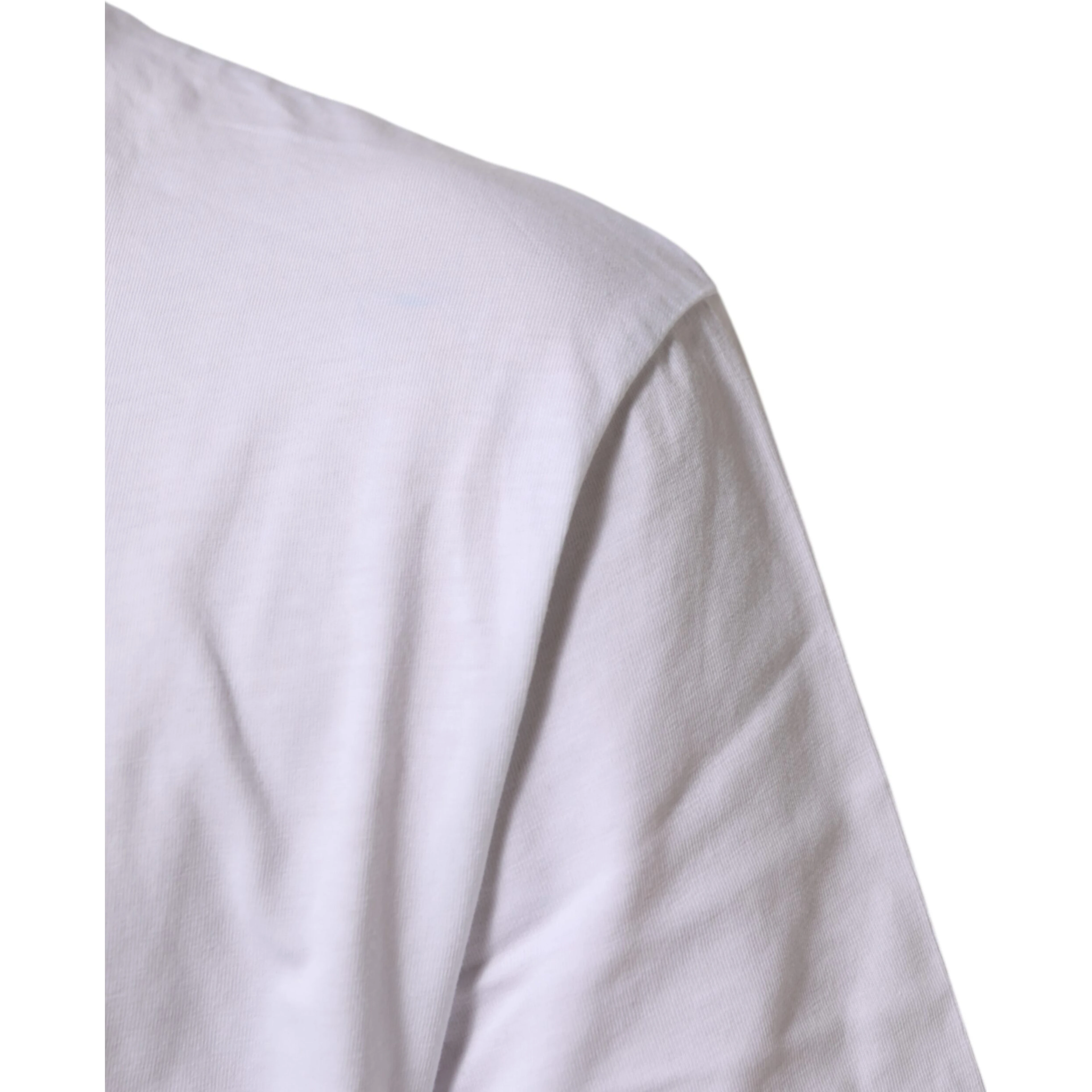 White Logo Print Cotton Crew Neck T-shirt