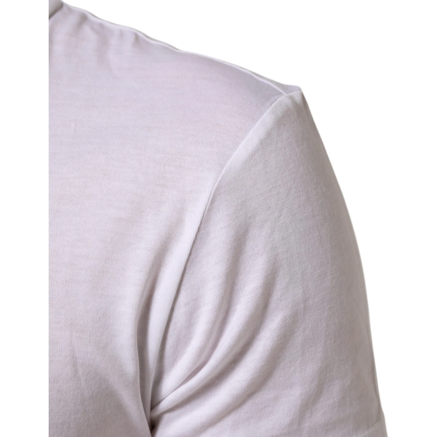 White Logo Print Cotton Men Crew Neck T-shirt