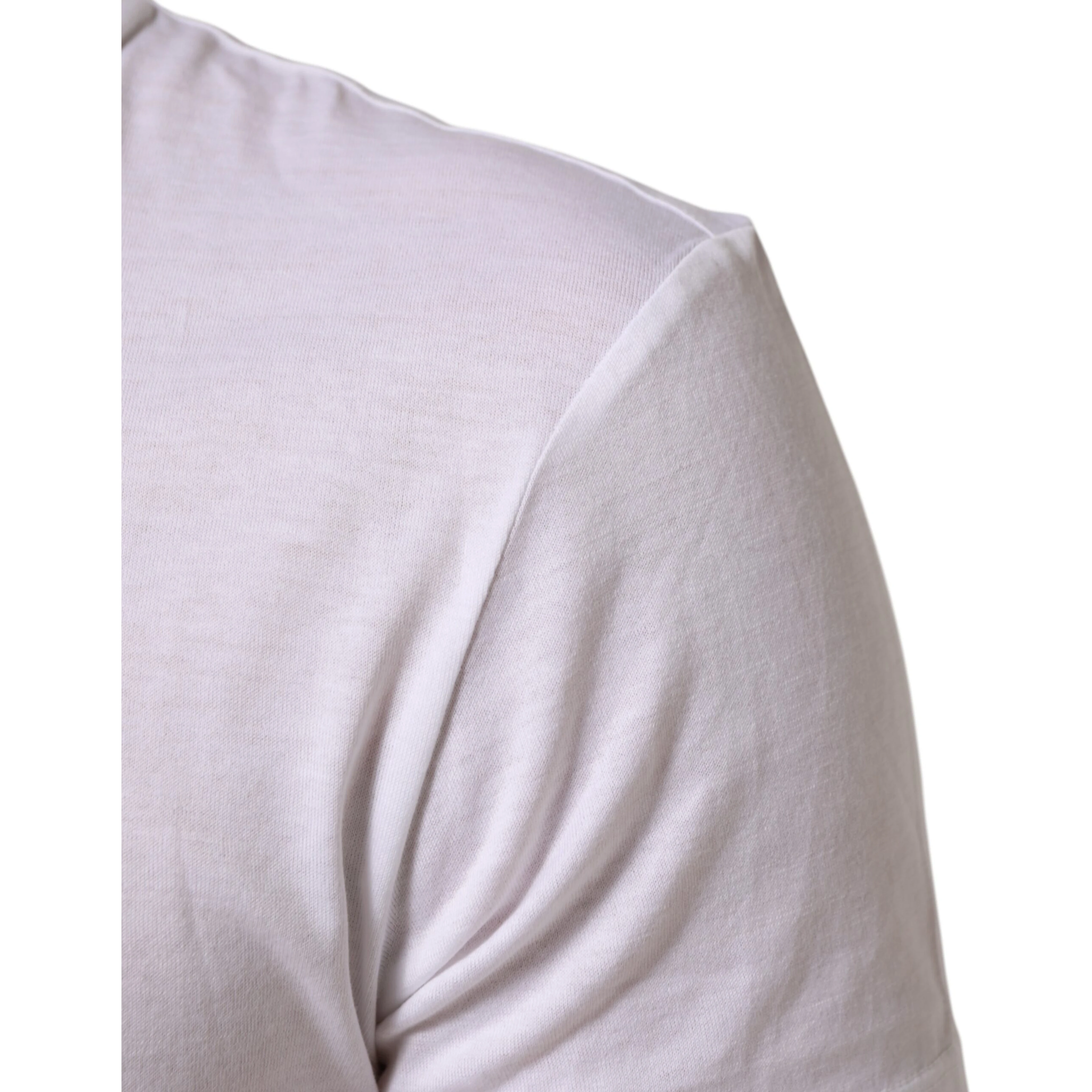 White Logo Print Cotton Men Crew Neck T-shirt