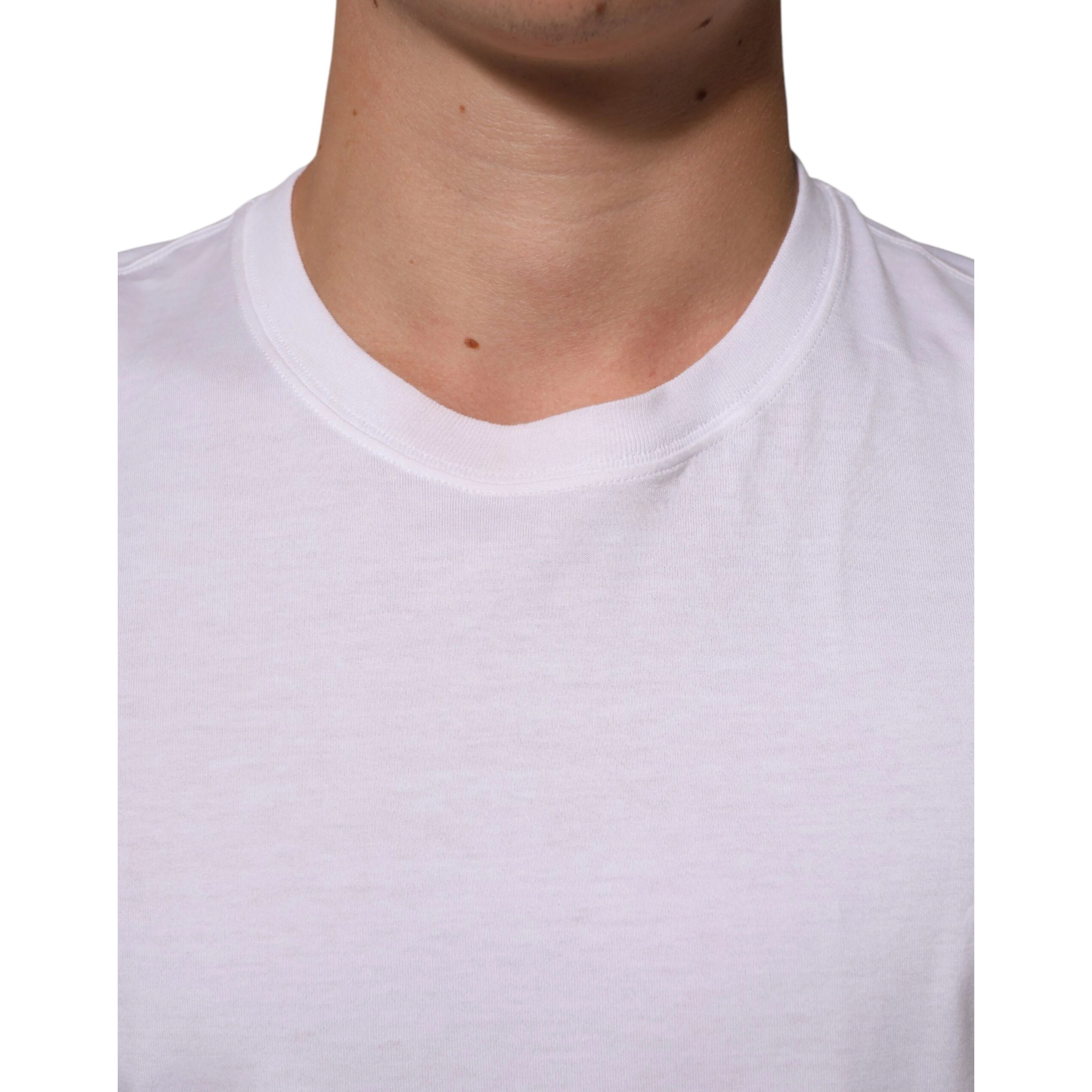 White Angel Print Cotton Men Crew Neck T-shirt