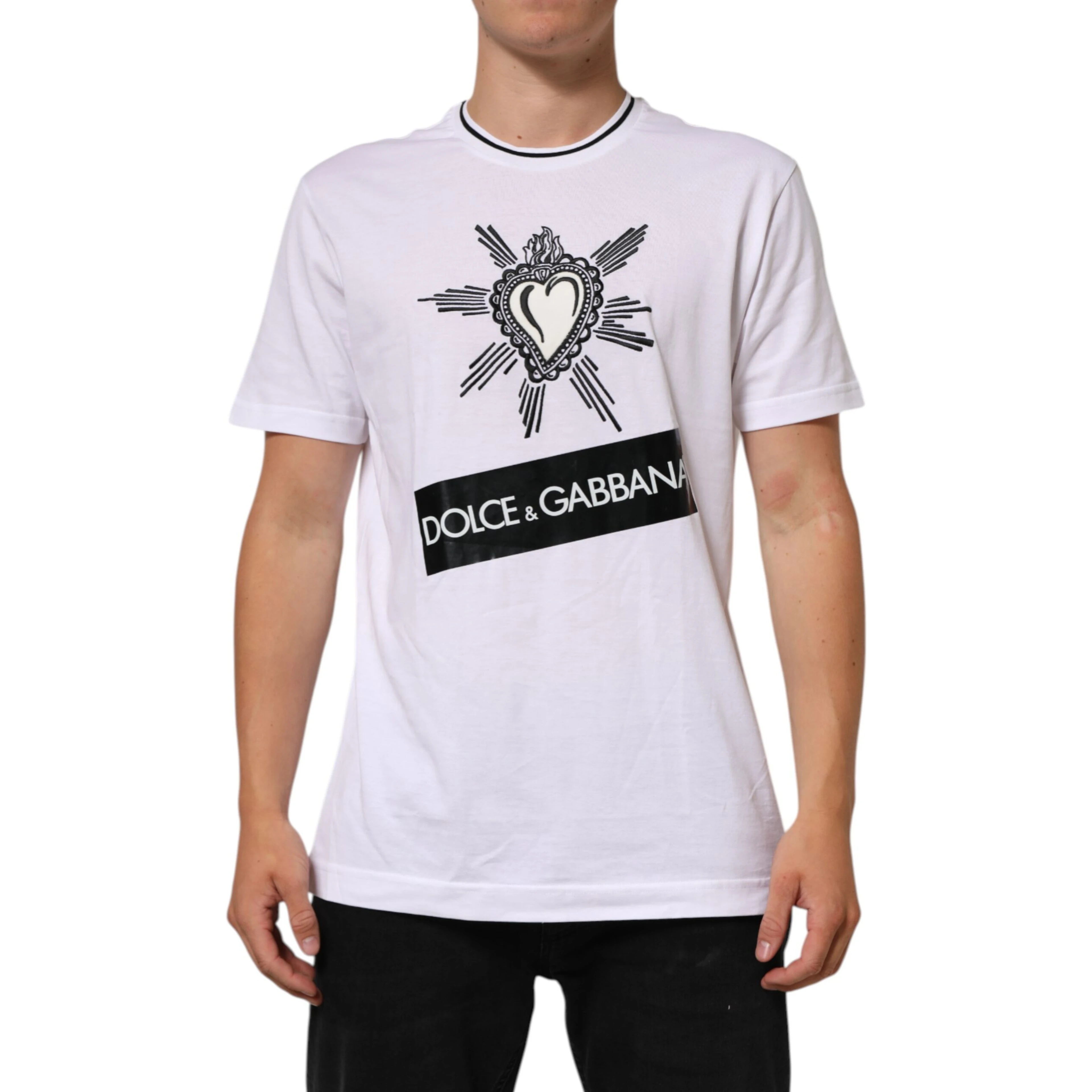 White Sacred Heart Short Sleeve Men T-shirt