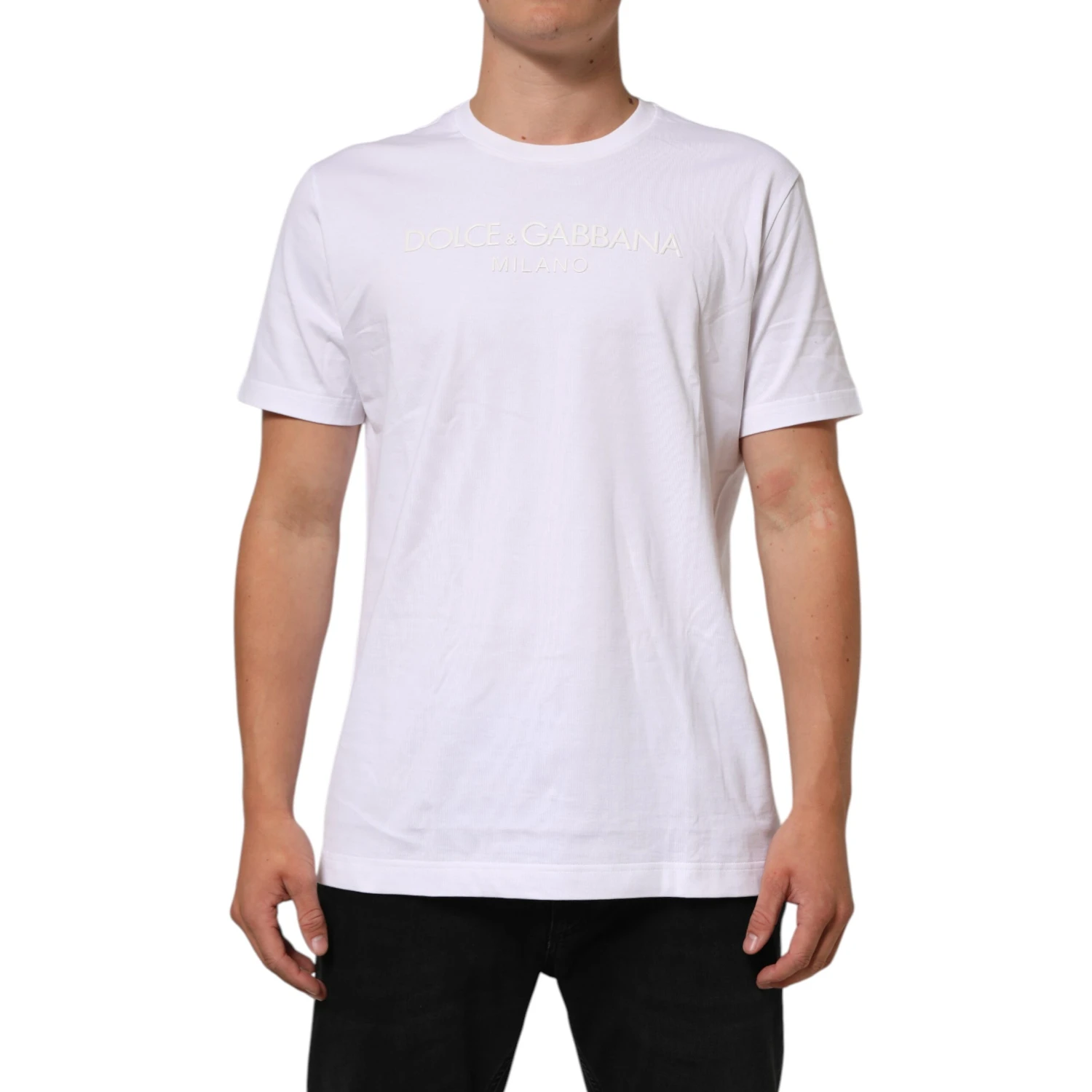 White Cotton Crew Neck Short Sleeves T-shirt