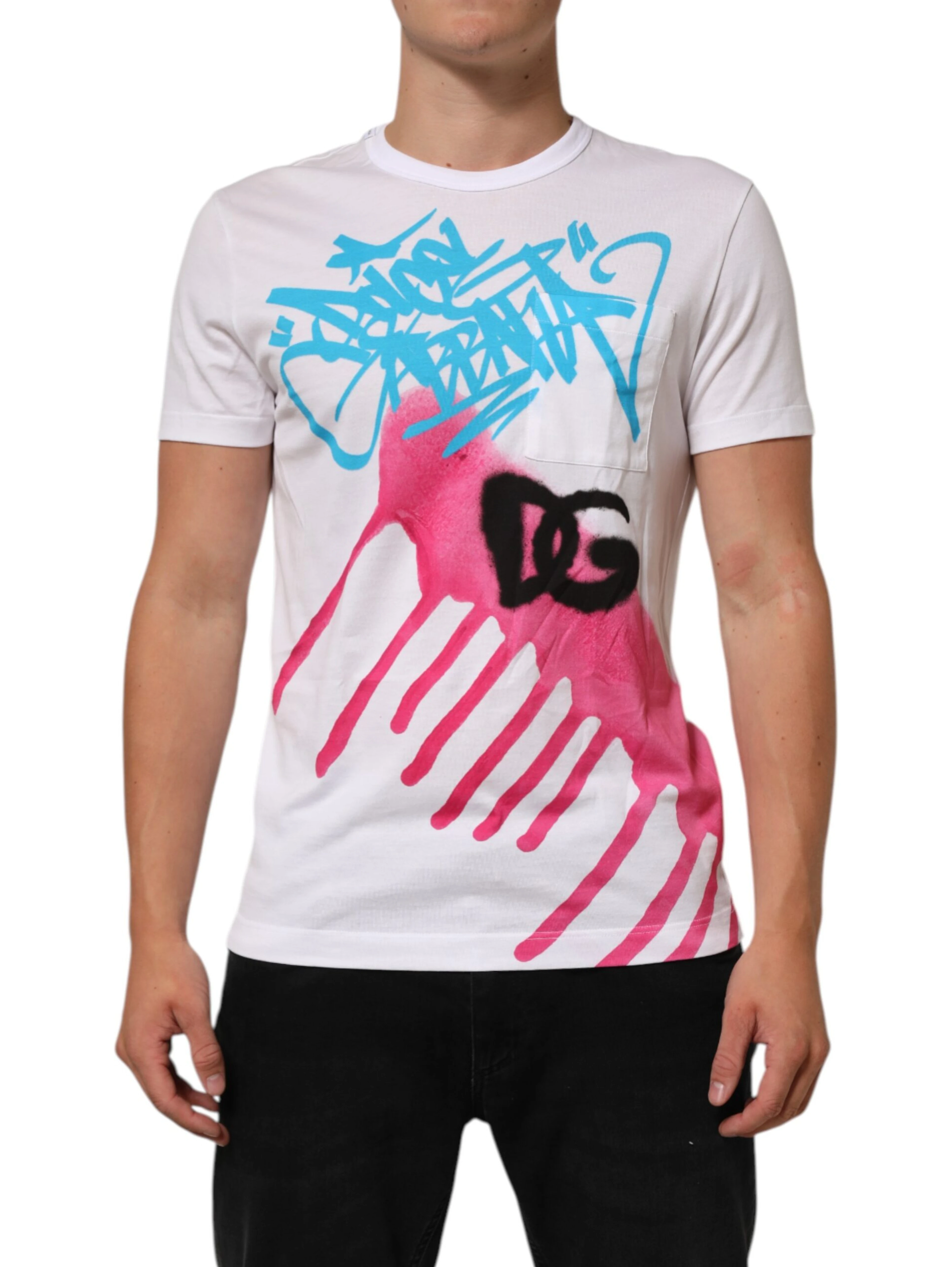 White Graphic Print Cotton Crew Neck T-shirt