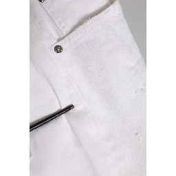 White Cotton Tattered BOYFRIEND Denim Jeans