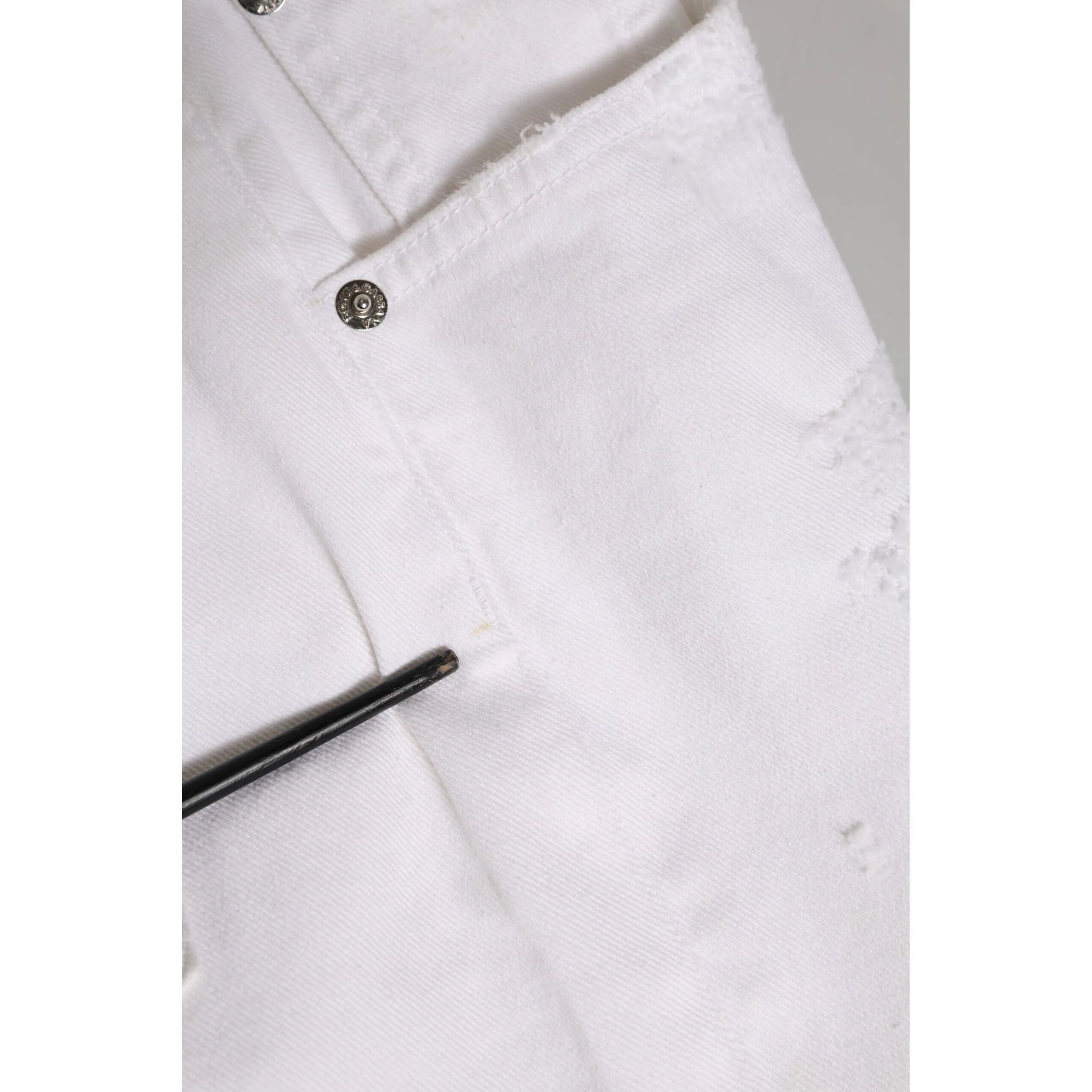 White Cotton Tattered BOYFRIEND Denim Jeans