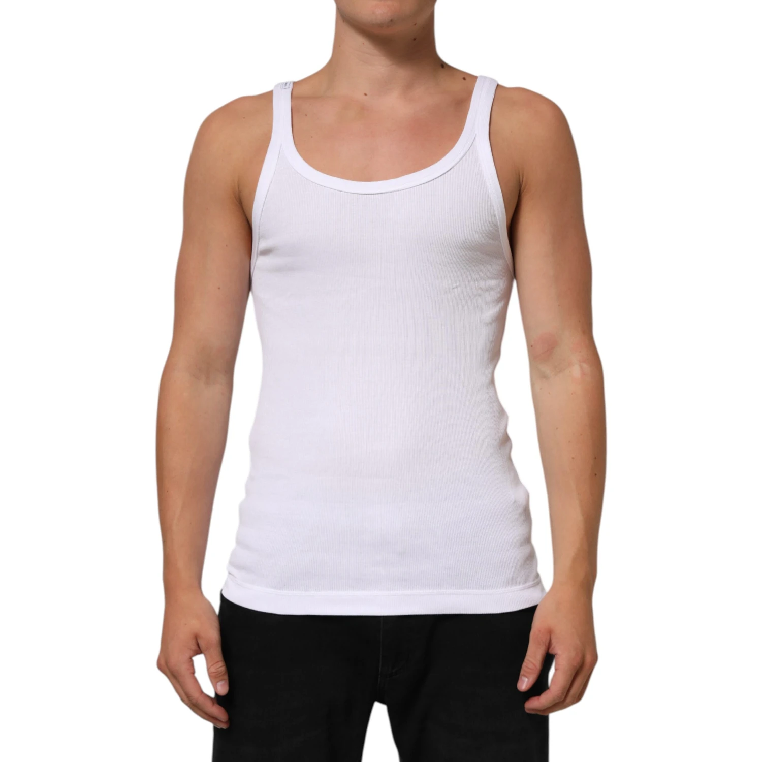 White Sleeveless Round Neck Tank Top T-shirt