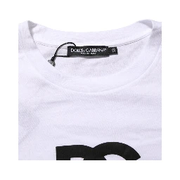 White Logo Print Cotton Crew Neck Men T-shirt