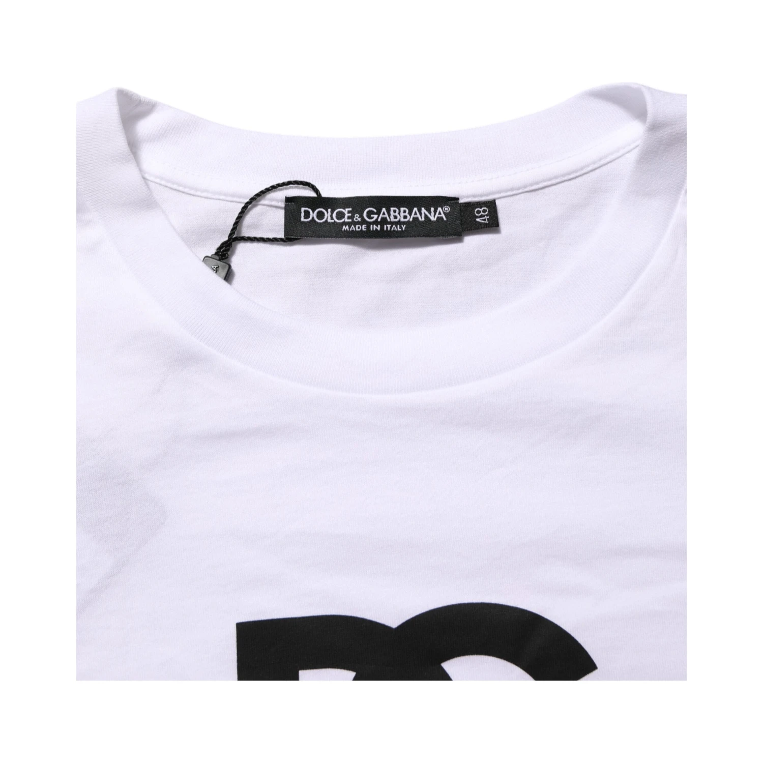 White Logo Print Cotton Crew Neck Men T-shirt