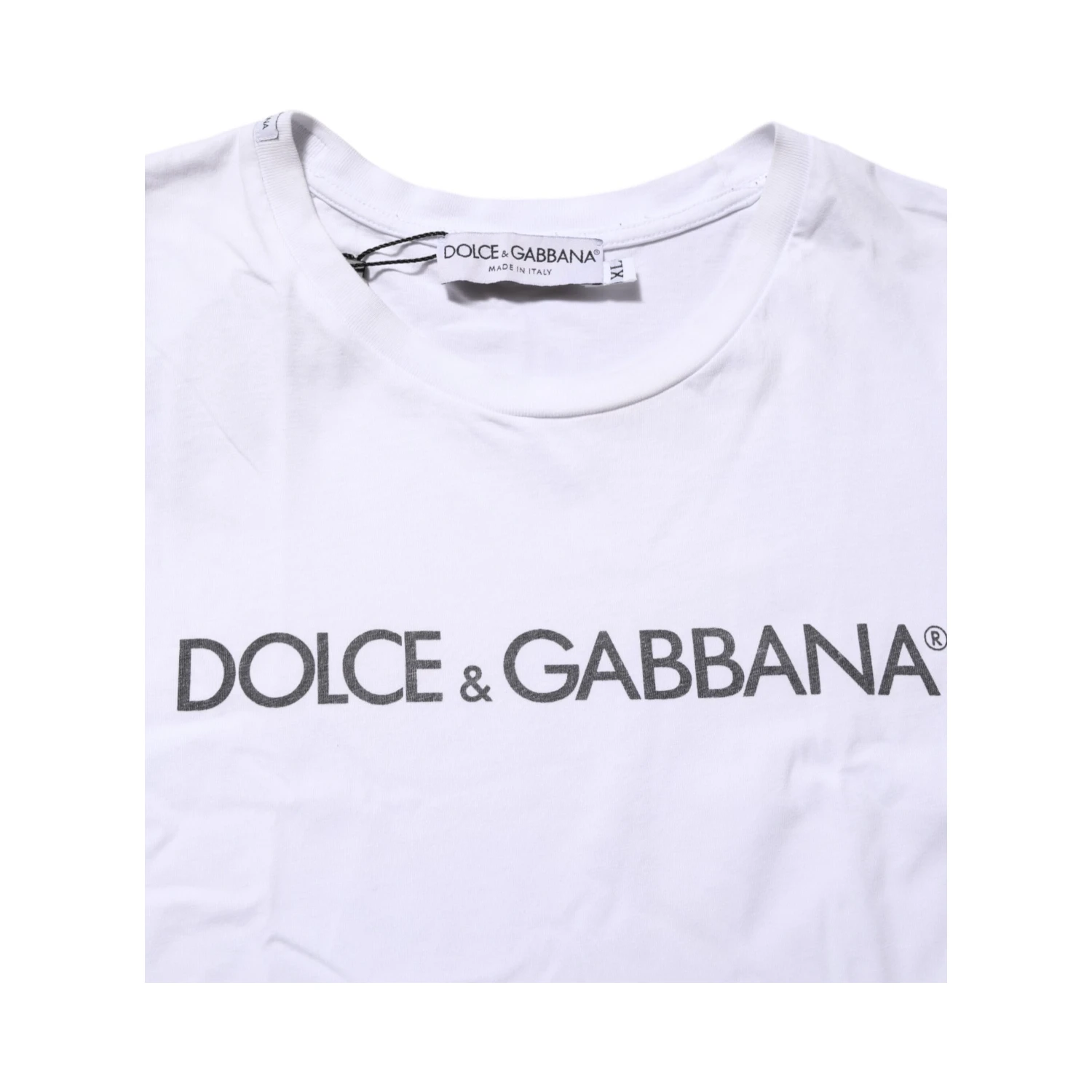 White Logo Print Cotton Crew Neck T-shirt