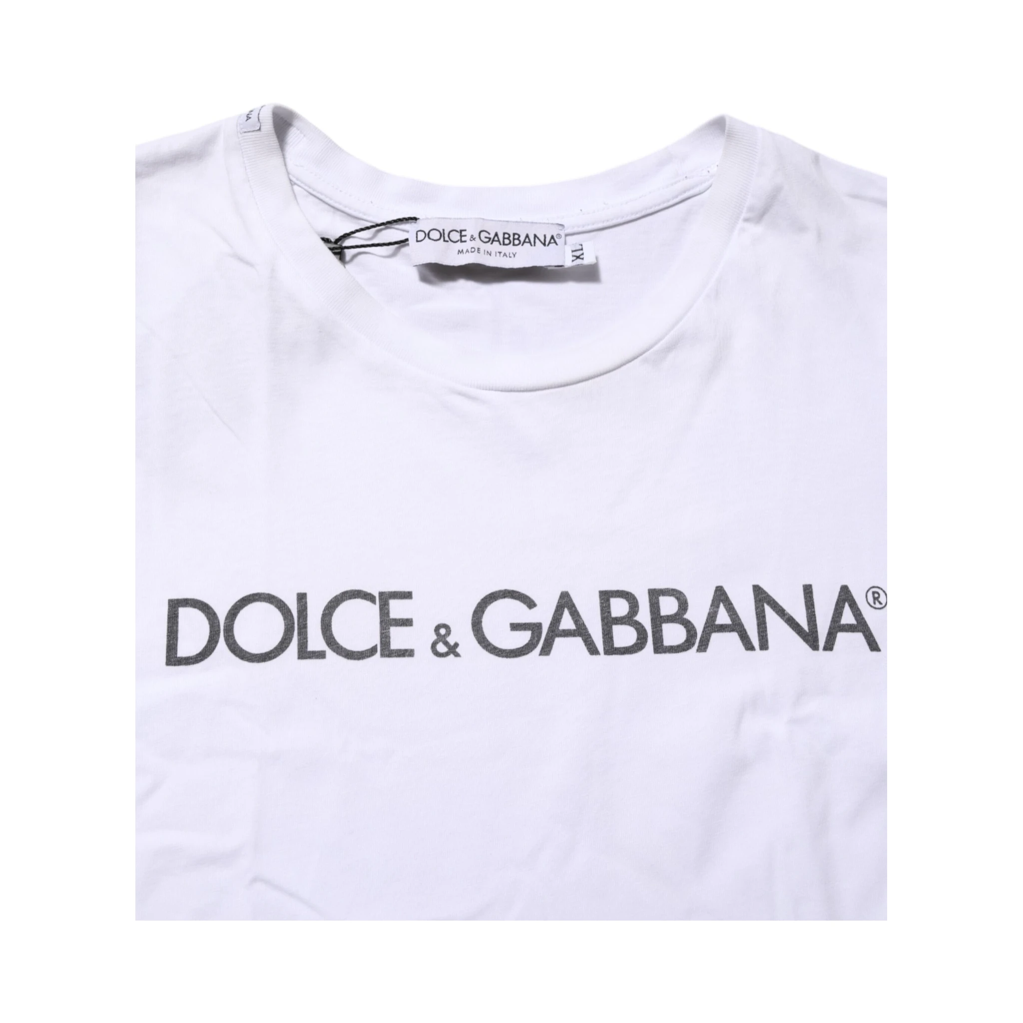 White Logo Print Cotton Crew Neck T-shirt
