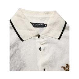 White Logo Embroidery Cotton Polo T-shirt
