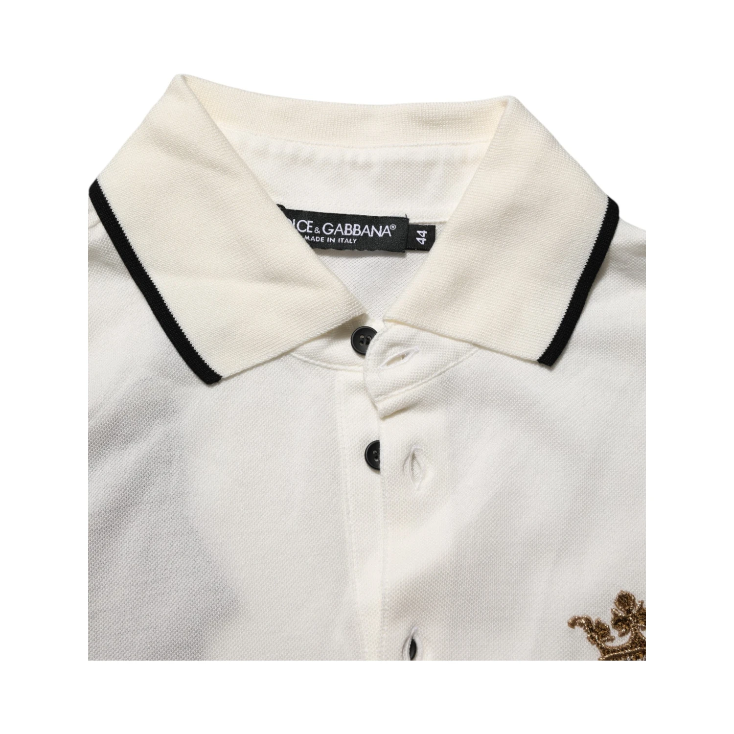White Logo Embroidery Cotton Polo T-shirt