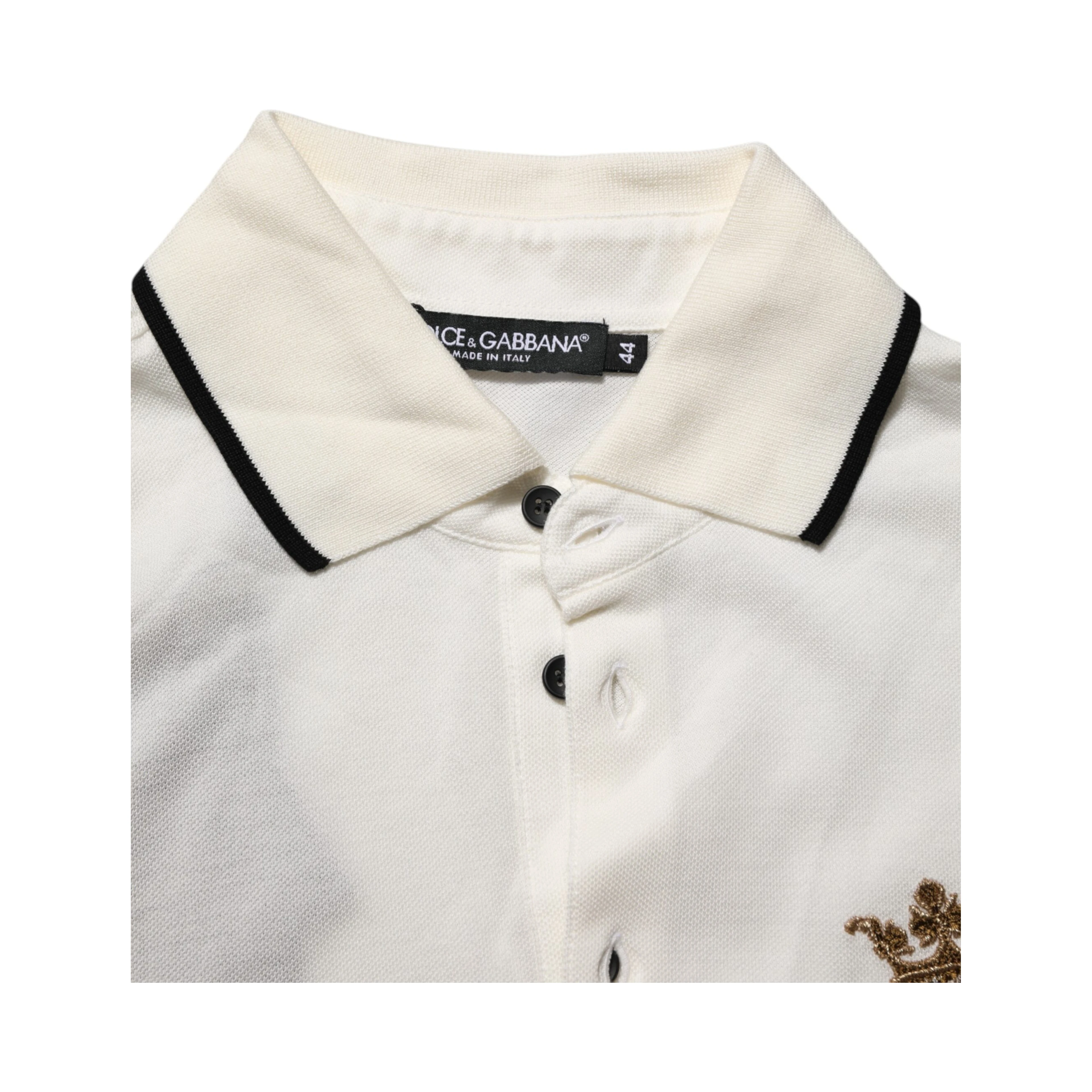 White Logo Embroidery Cotton Polo T-shirt