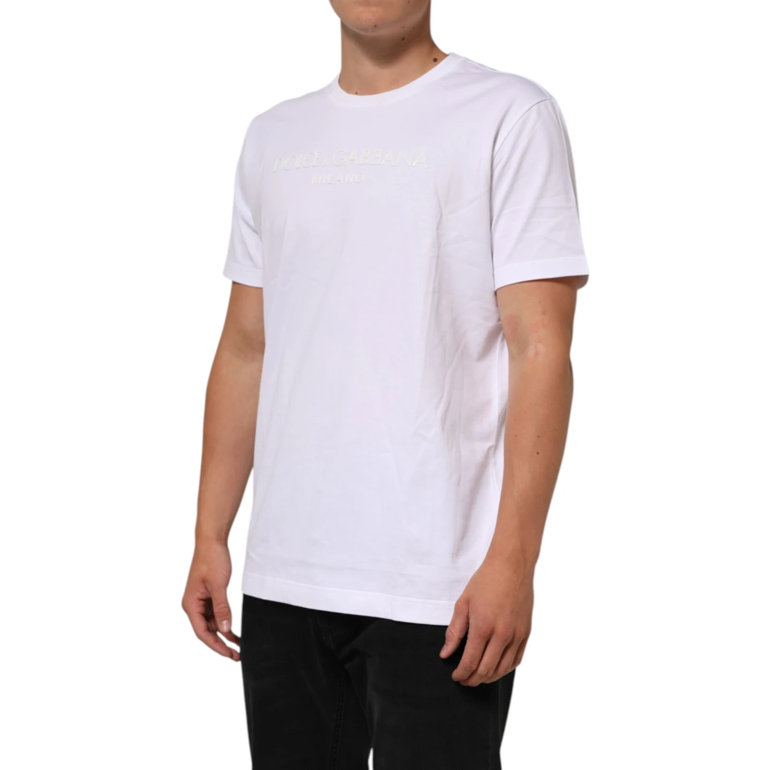 White Cotton Crew Neck Short Sleeves T-shirt