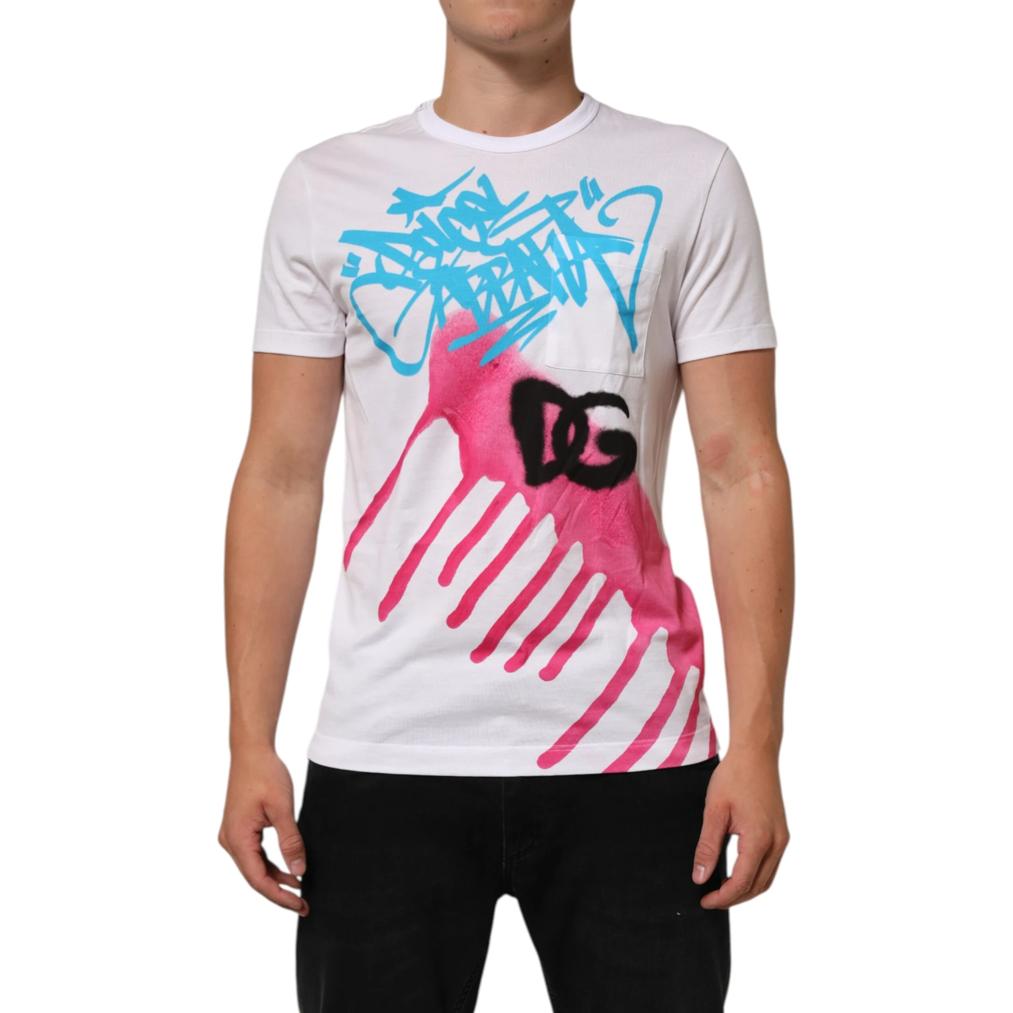 White Graphic Print Cotton Crew Neck T-shirt
