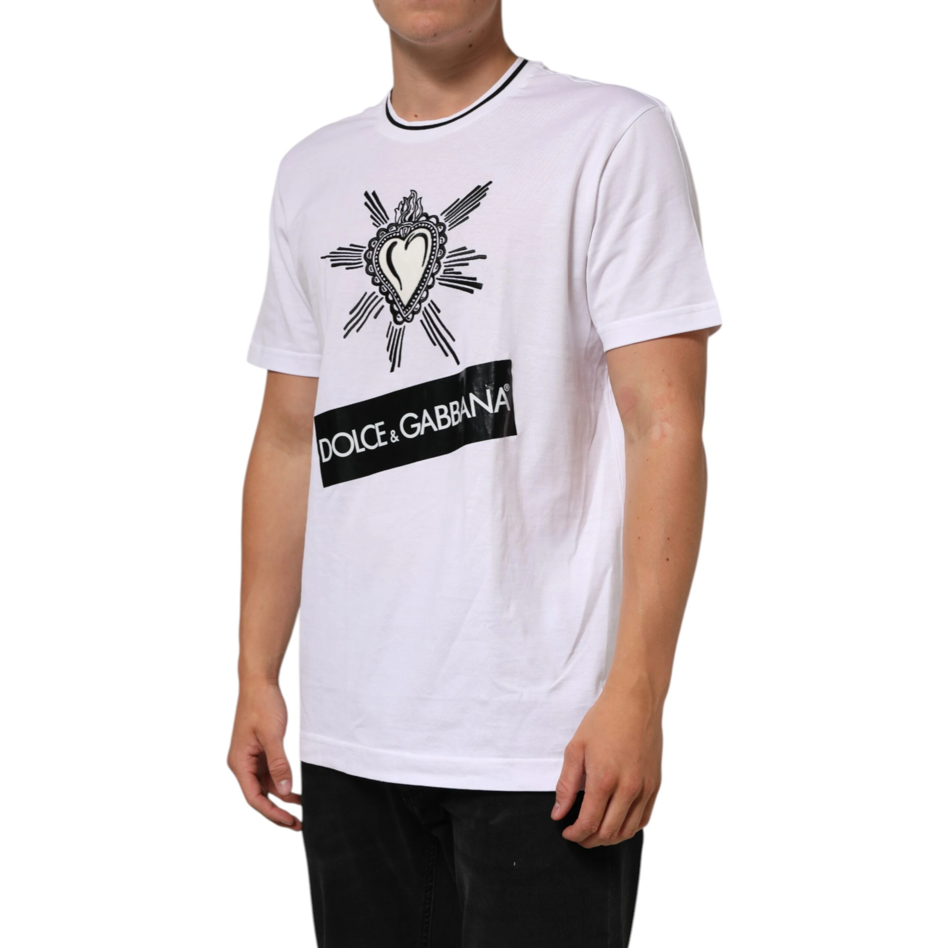 White Sacred Heart Short Sleeve Men T-shirt