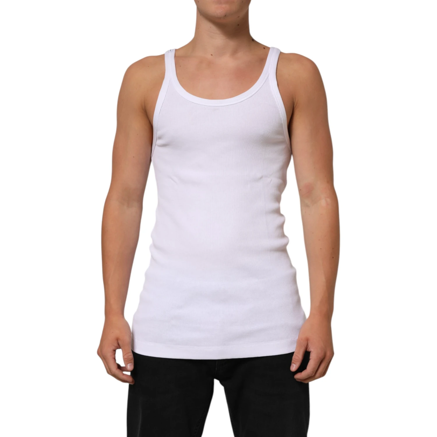 White Sleeveless Round Neck Tank Top T-shirt