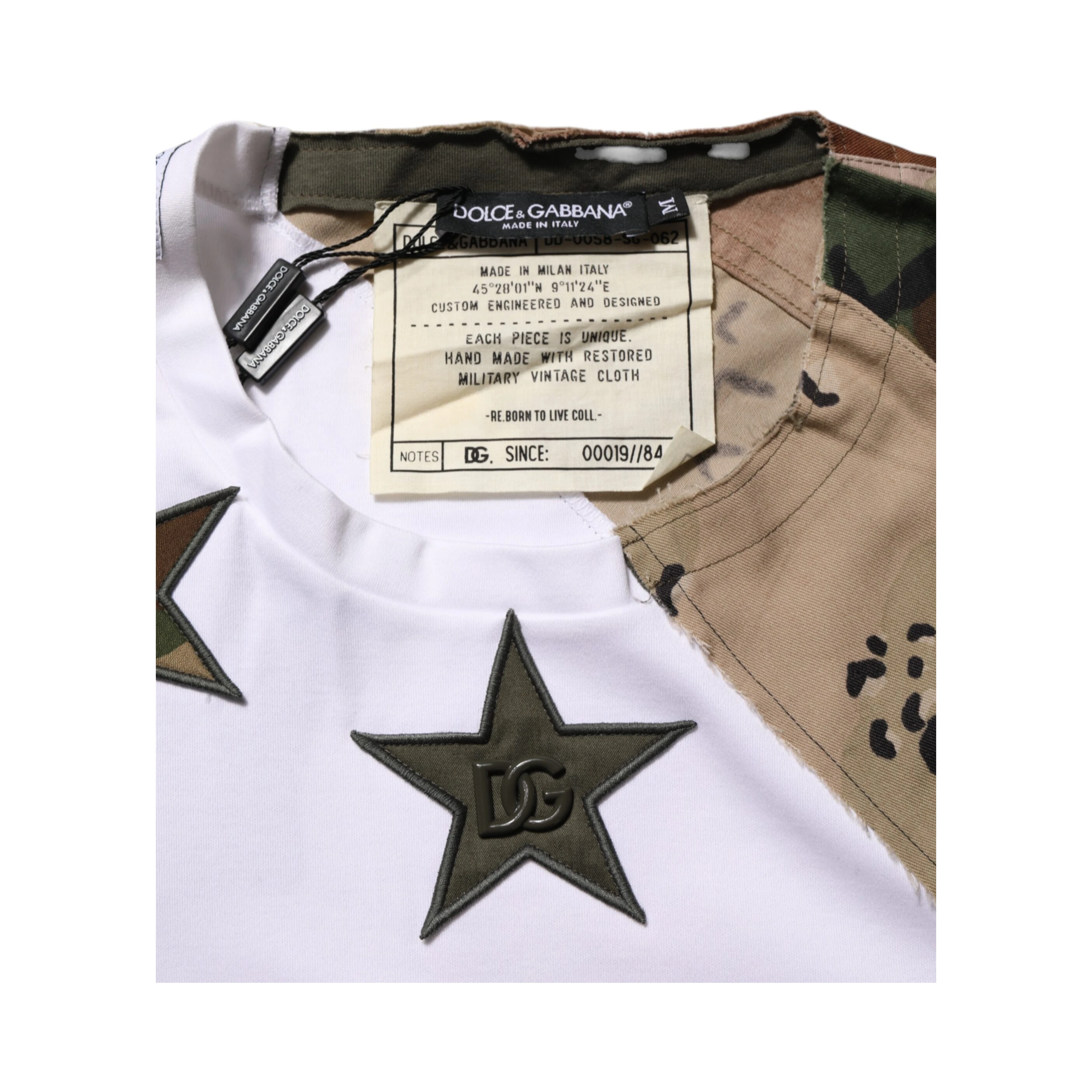 White Camouflage Patckwork Men Cotton T-shirt