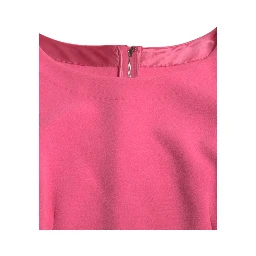 Pink Polyester Long Sleeves Sheath Midi Dress