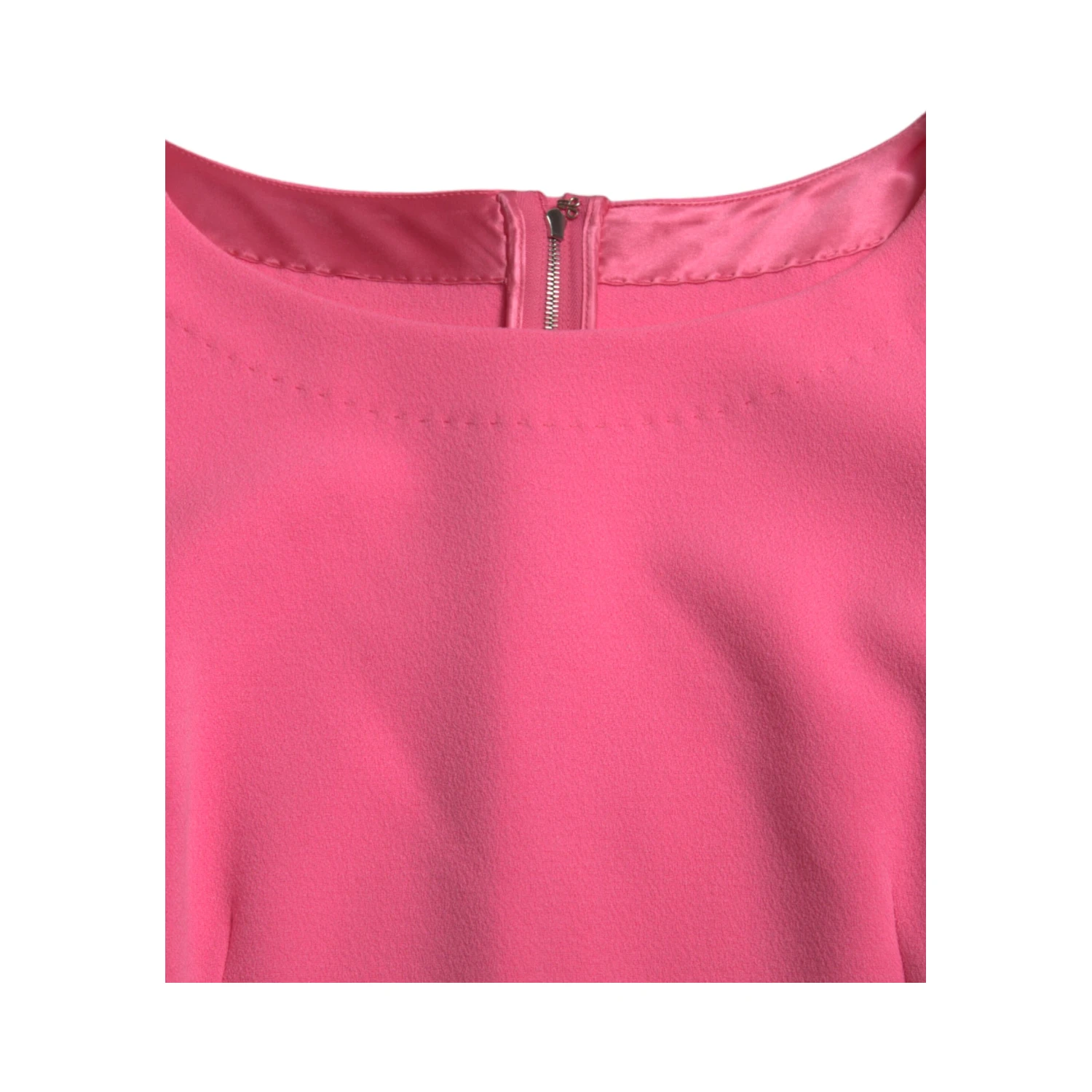 Pink Polyester Long Sleeves Sheath Midi Dress