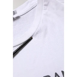 White Logo Print Cotton Crew Neck T-shirt