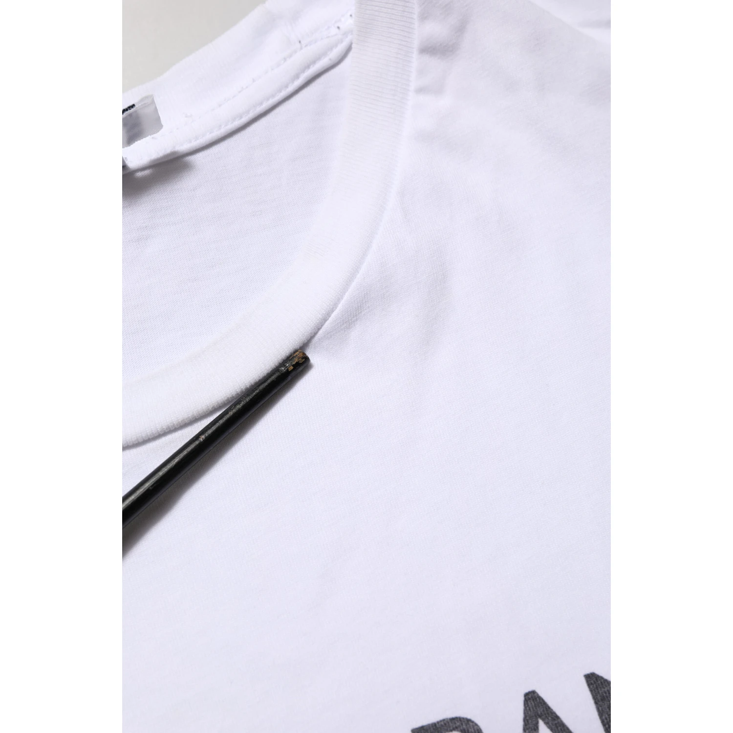 White Logo Print Cotton Crew Neck T-shirt
