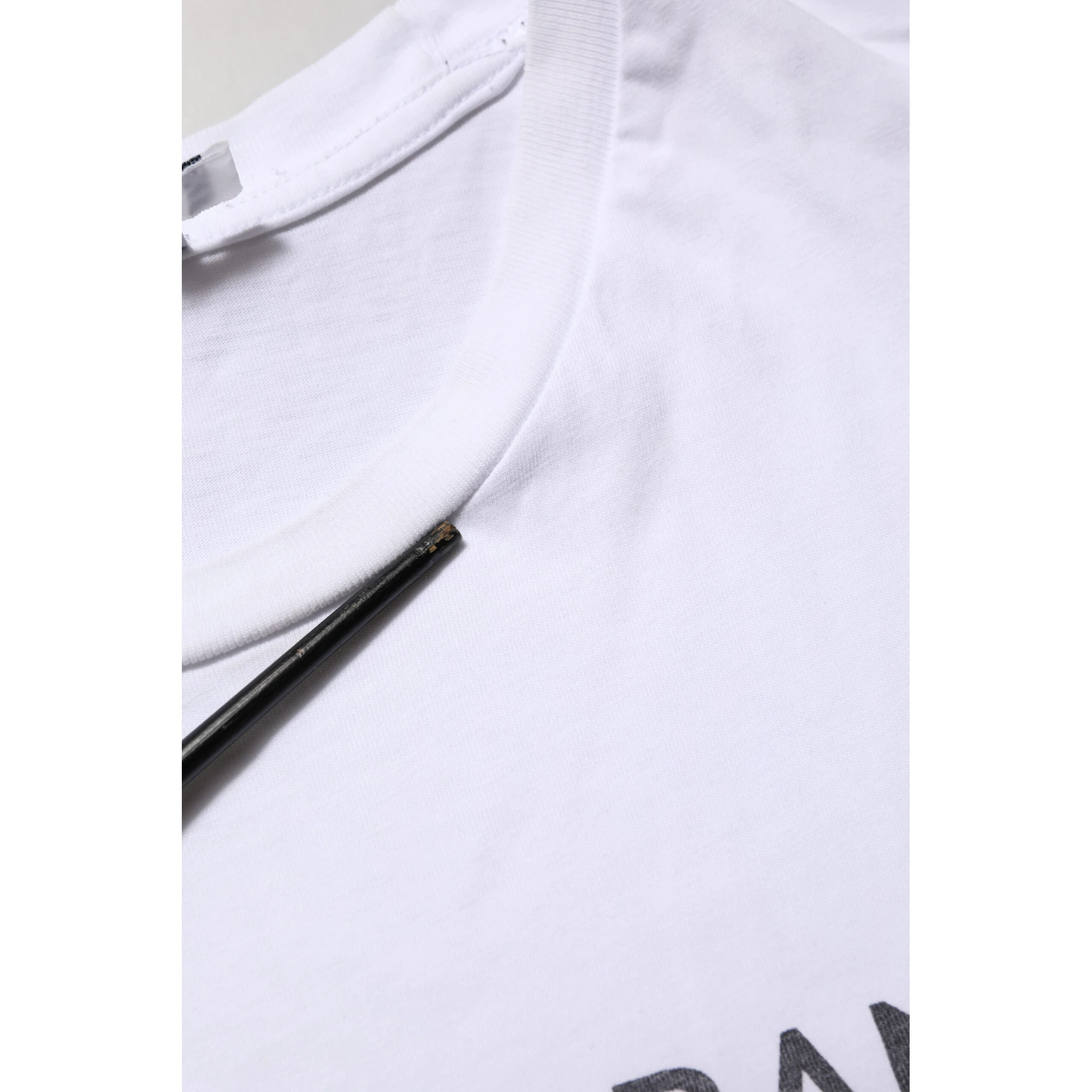White Logo Print Cotton Crew Neck T-shirt