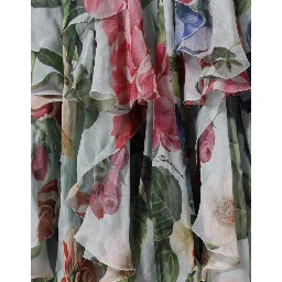 Blue Floral Print Tiered Long Maxi Dress