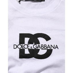 White Logo Print Cotton Crew Neck Men T-shirt