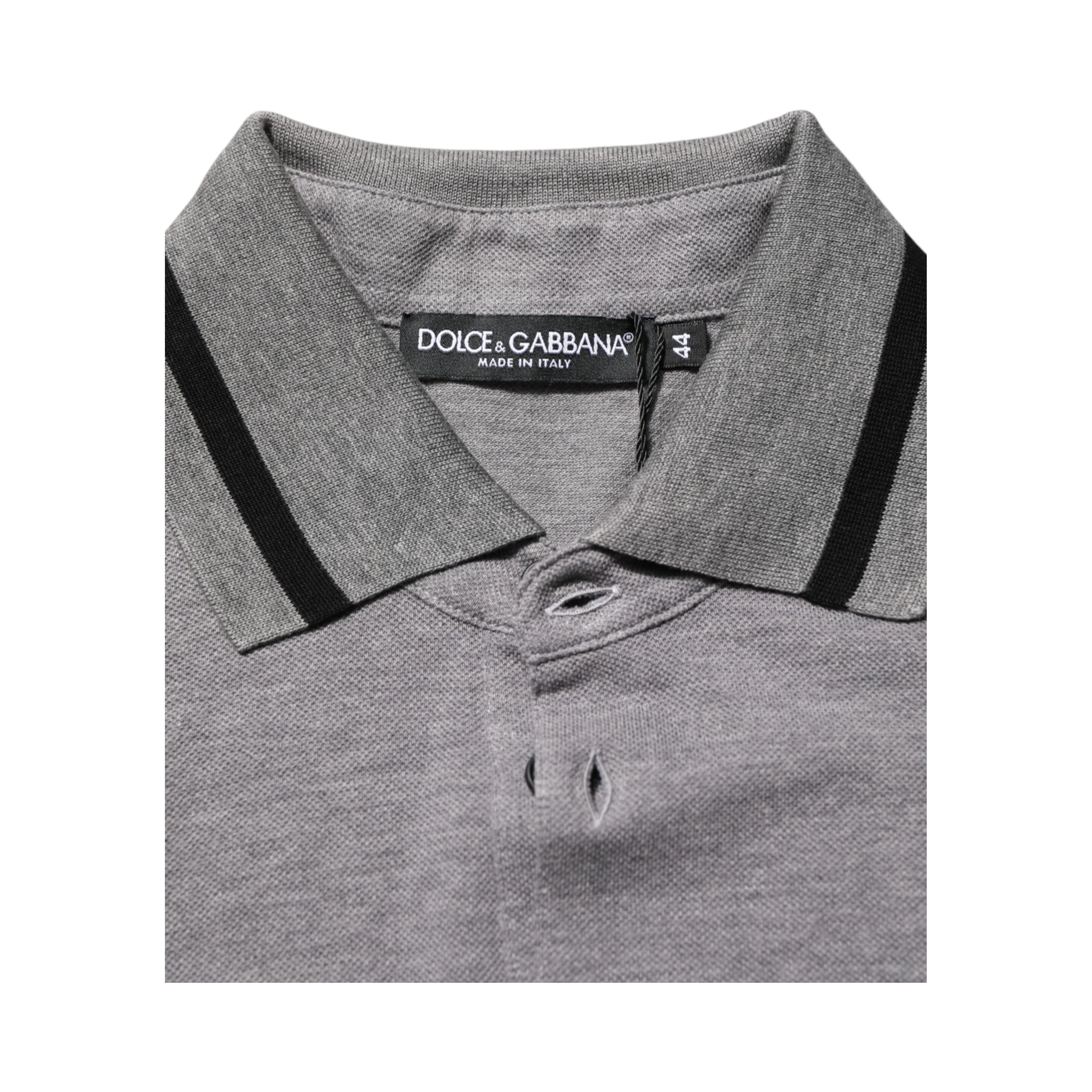Gray Logo Embroidery Collared Polo T-shirt